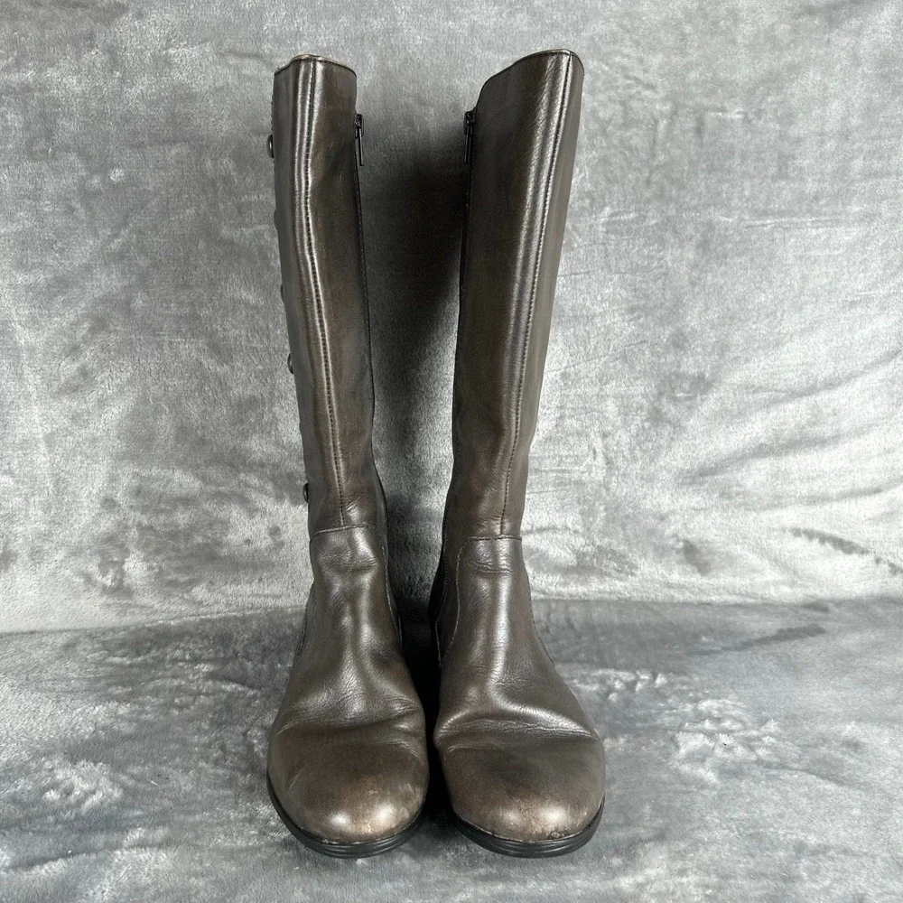 Born Womens Brown Leather Tall Knee High Button Boots B42222 Size 6 EU 36.5